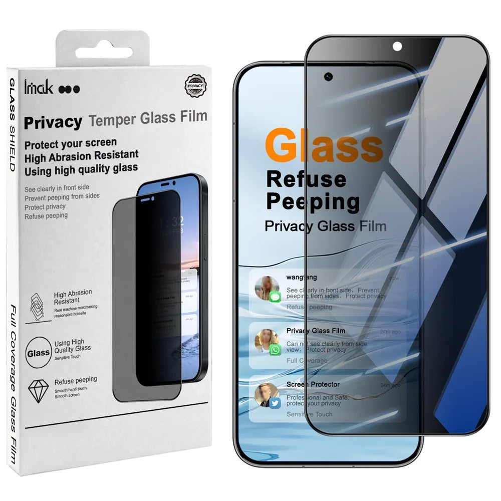 IMAK For Huawei Pura 90s Pro 5G / Pura 90 Pro Anti Peep Tempered Glass Screen Protector Full Coverage - Black - 1