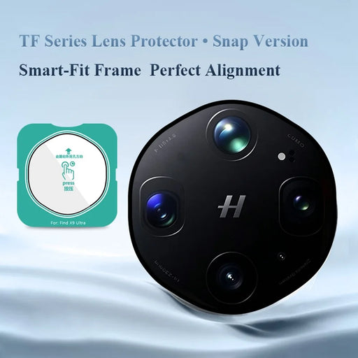 LEREACH for Oppo Find X8 Pro 5G Camera Lens Protector Full Cover High Aluminium-silicon Glass Lens Film with Auto-Align Installation Frame - Transparent with Black Circle - 2