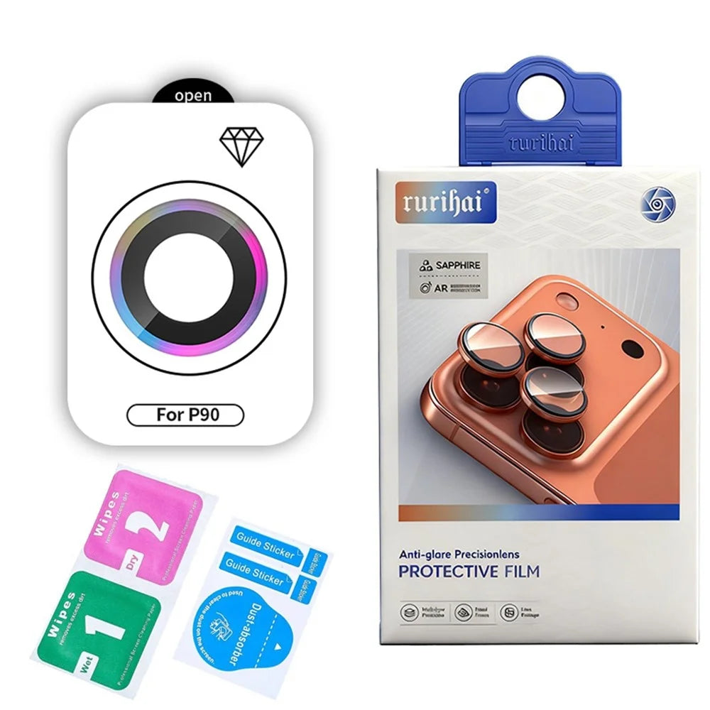 RURIHAI For Huawei Pura 90 Camera Lens Protector Tempered Glass Metal Ring Lens Film - Multi-color - 5