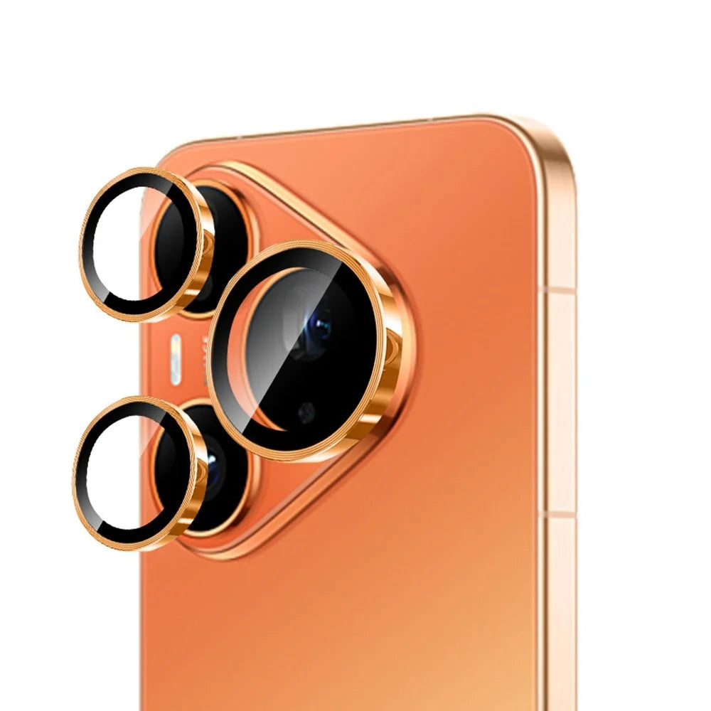RURIHAI For Huawei Pura 90 Pro Camera Lens Protector Tempered Glass Metal Ring Lens Film - Orange - 1