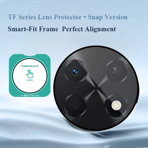 LEREACH For Huawei Enjoy 90 Pro Max / nova 15 Max Camera Lens Protector Full Cover High Aluminium-silicon Glass Lens Film with Auto-Align Installation Frame - Transparent with Black Circle - 2