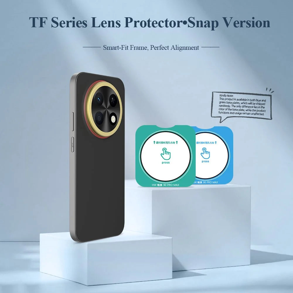 LEREACH For Huawei Enjoy 90 Pro Max / nova 15 Max Camera Lens Protector Full Cover High Aluminium-silicon Glass Lens Film with Auto-Align Installation Frame - Transparent with Black Circle - 4