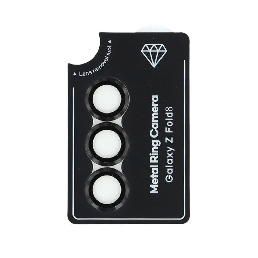 For Samsung Galaxy Z Fold8 Ultra Camera Lens Protector Set Electroplating Metal + Tempered Glass Individual Lens Film - Black - 2