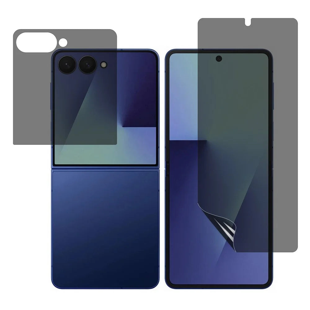 For Samsung Galaxy Z Flip8 Privacy Hydrogel Screen Protector Set 180-Degree Anti Spy Front / Back PET + TPU Films - 1