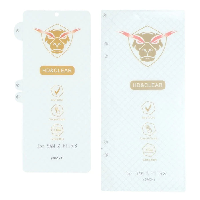 1 Set For Samsung Galaxy Z Flip8 Clear Screen Protector Inside + Front Display + Back Cover TPU+PET Film with Hinge Protector - 3