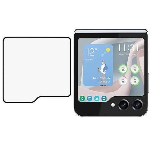 For Samsung Galaxy Z Flip8 Screen Protector Silk Printing Tempered Glass Full Glue Film (Outer Screen) - 1