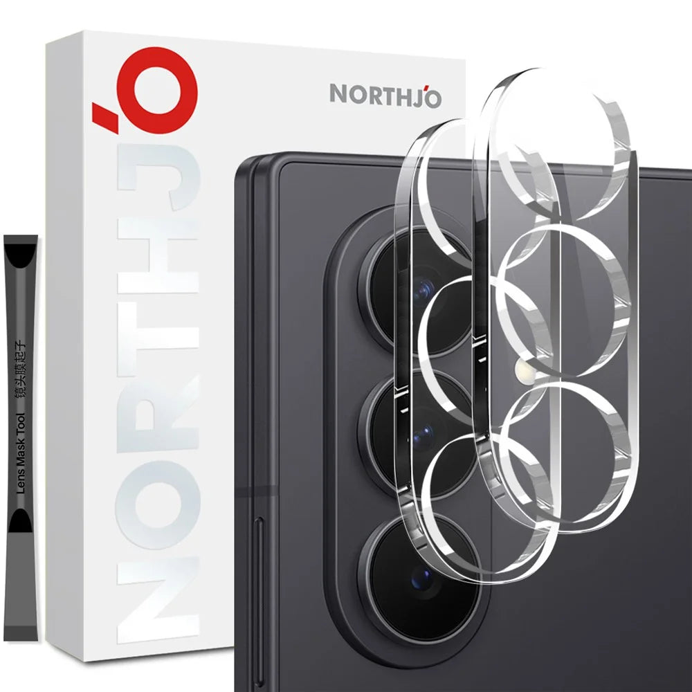 NORTHJO 2Pcs For Samsung Galaxy Z Fold8 Ultra Tempered Glass Camera Lens Protector Clear 3D Integrated Full Coverage - Transparent - 1