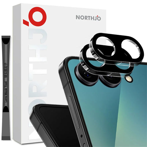 NORTHJO 2Pcs For Samsung Galaxy Z Flip8 Full Coverage Camera Lens Protector Silk Printing 3D Clear Tempered Glass Lens Film - Black - 1
