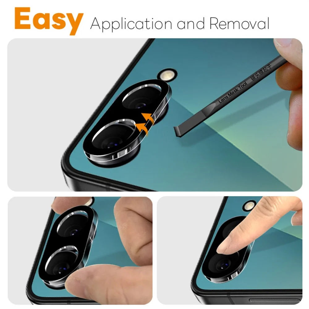 NORTHJO 2Pcs For Samsung Galaxy Z Flip8 Full Coverage Camera Lens Protector Silk Printing 3D Clear Tempered Glass Lens Film - Black - 4