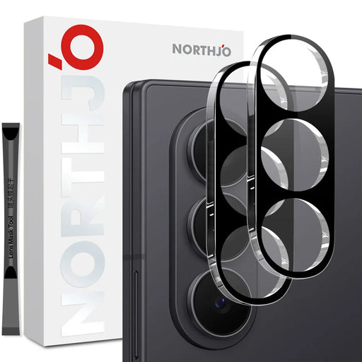 NORTHJO 2Pcs For Samsung Galaxy Z Fold8 Ultra Full Coverage Camera Lens Protector Silk Printing 3D Clear Tempered Glass Lens Film - Black - 1