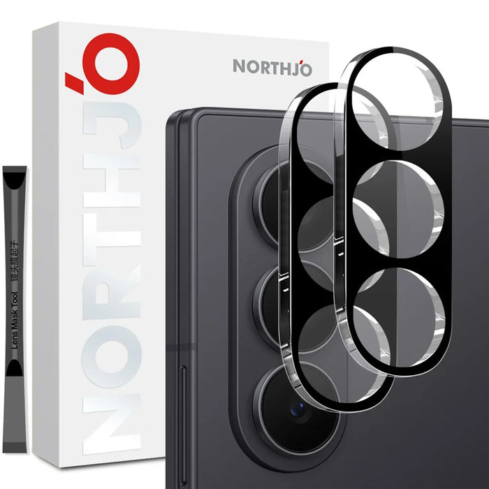 NORTHJO 2Pcs For Samsung Galaxy Z Fold8 Ultra Full Coverage Camera Lens Protector Silk Printing 3D Clear Tempered Glass Lens Film - Black - 1