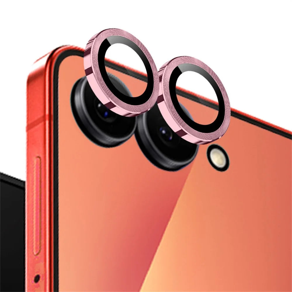 NORTHJO 1 Set For Samsung Galaxy Z Flip8 Tempered Glass Camera Lens Film CD Veins Metal Ring Lens Guard (Complete Coverage) - Pink - 2