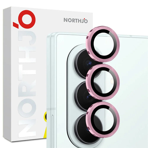 NORTHJO 1 Set For Samsung Galaxy Z Fold8 Ultra Tempered Glass Camera Lens Film CD Veins Metal Ring Lens Guard (Complete Coverage) - Pink - 1