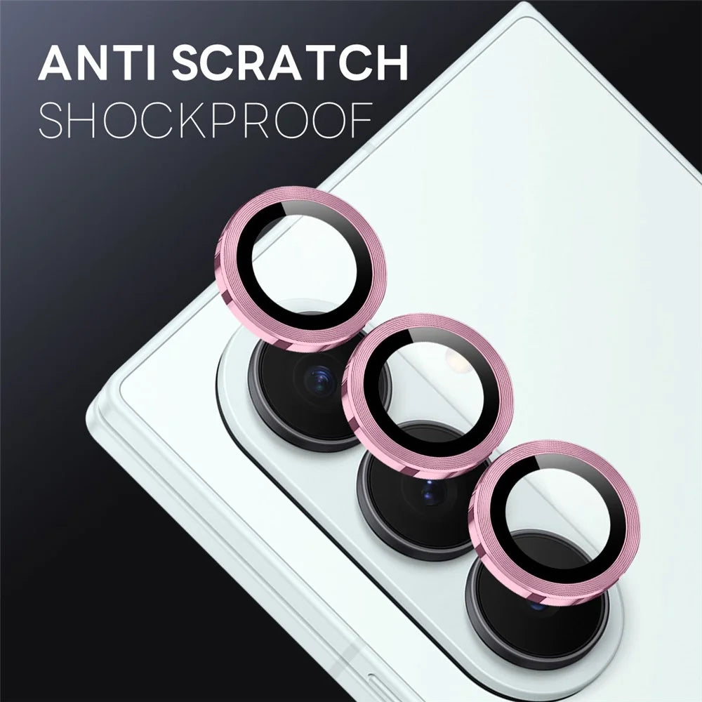 NORTHJO 1 Set For Samsung Galaxy Z Fold8 Ultra Tempered Glass Camera Lens Film CD Veins Metal Ring Lens Guard (Complete Coverage) - Pink - 3