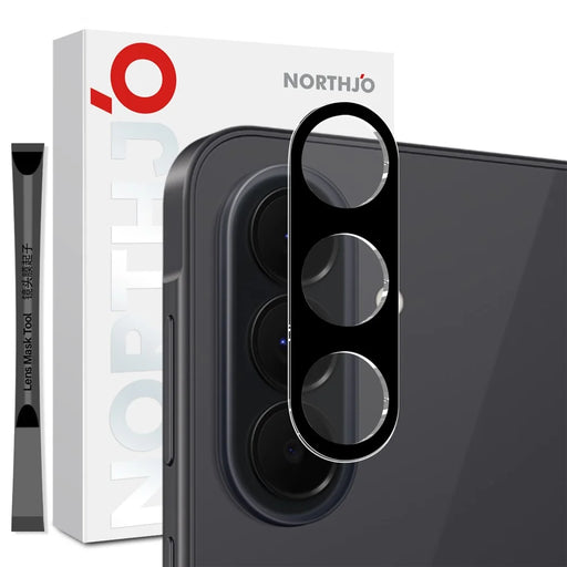 NORTHJO For Samsung Galaxy S26 FE Camera Lens Protector Silk Printing 3D Clear Full Screen Tempered Glass Lens Film - Black - 1