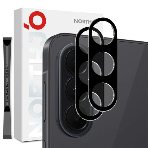 NORTHJO 2Pcs For Samsung Galaxy S26 FE Full Coverage Camera Lens Protector Silk Printing 3D Clear Tempered Glass Lens Film - Black - 1