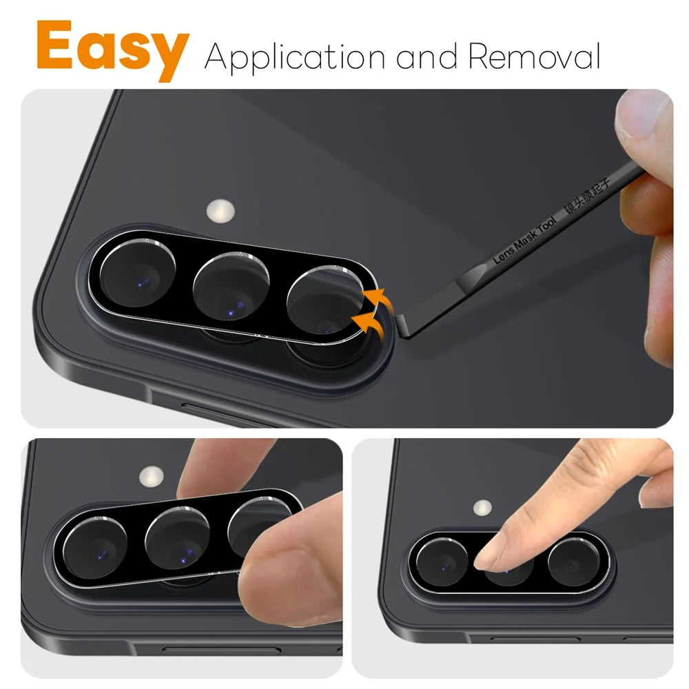 NORTHJO 2Pcs For Samsung Galaxy S26 FE Full Coverage Camera Lens Protector Silk Printing 3D Clear Tempered Glass Lens Film - Black - 4