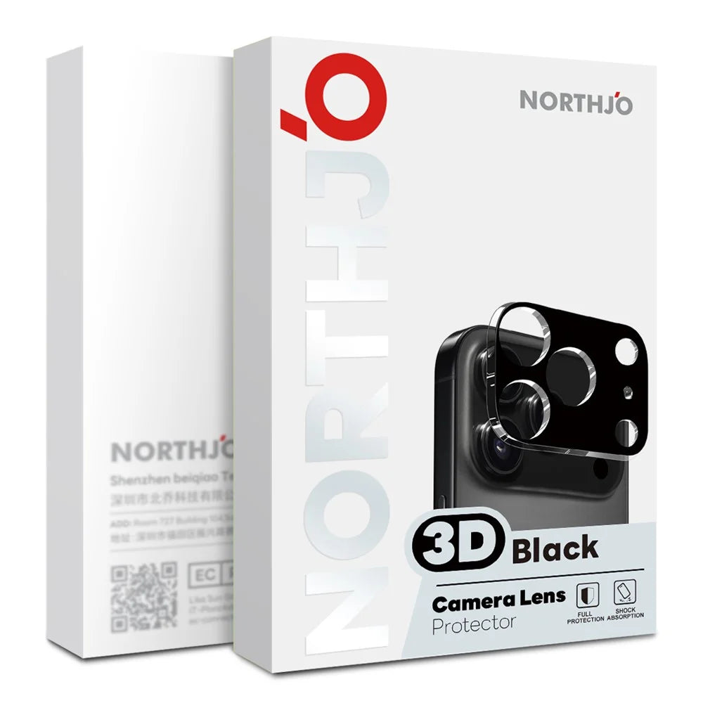 NORTHJO 2Pcs For Samsung Galaxy S26 FE Full Coverage Camera Lens Protector Silk Printing 3D Clear Tempered Glass Lens Film - Black - 5