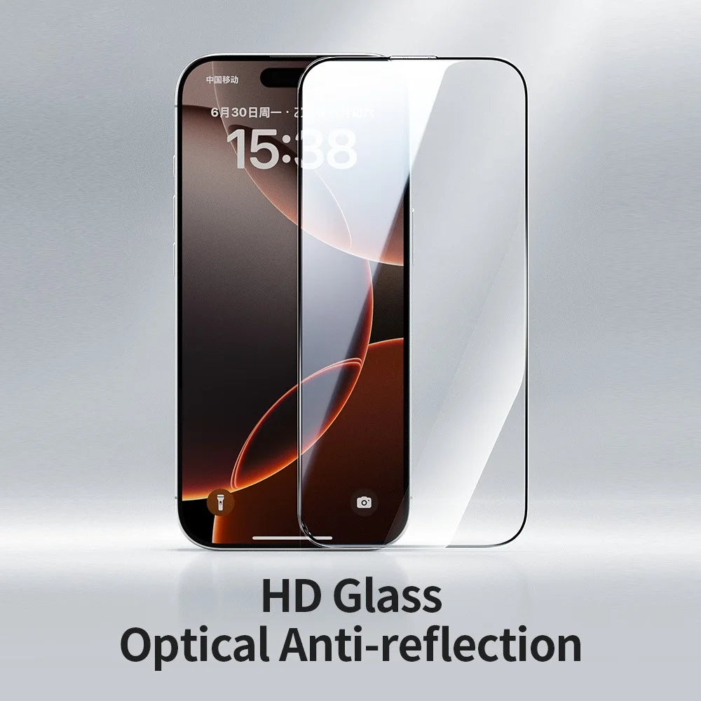 ZGA for iPhone 17 Pro Screen Protector 3D Full Coverage HD High Aluminum-silicon Glass Film with Dust-Free Installation Tool - Transparent with Black Edge - 3
