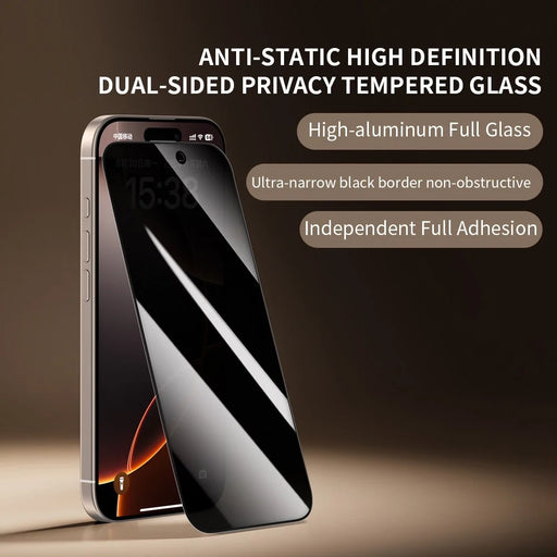 ZGA for iPhone 17 Anti-spy Screen Protector 3D Full Coverage Anti-static High Aluminum-Silicon Glass Film - Black - 2