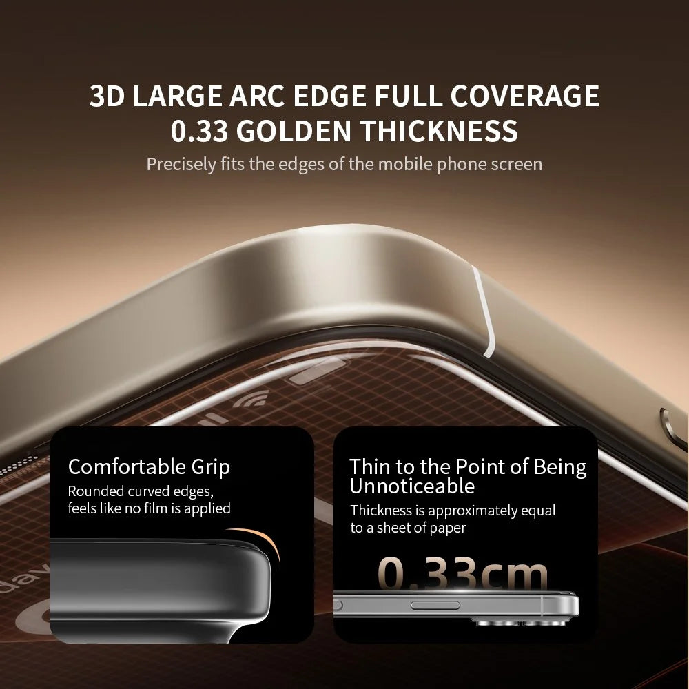 ZGA for iPhone Air Anti-spy Screen Protector 3D Full Coverage Anti-static High Aluminum-Silicon Glass Film - Black - 4