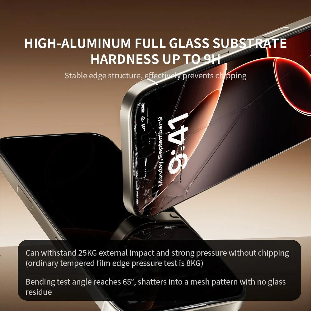 ZGA for iPhone Air Anti-spy Screen Protector 3D Full Coverage Anti-static High Aluminum-Silicon Glass Film - Black - 7