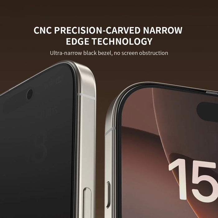 ZGA for iPhone 17 Pro Anti-spy Screen Protector 3D Full Coverage Anti-static High Aluminum-Silicon Glass Film - Black - 6