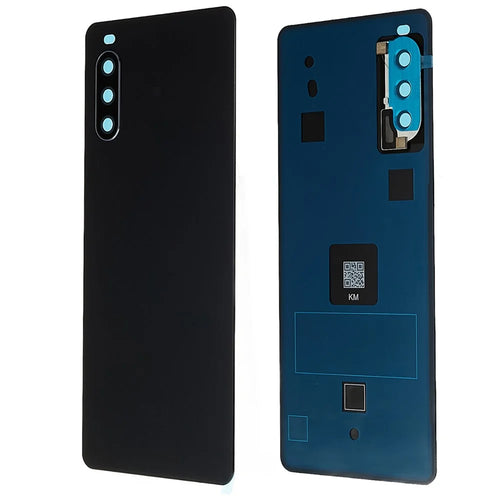 For Sony Xperia 10 III 5G OEM Battery Housing with Adhesive Sticker + Camera Lens Cover - Black - 1