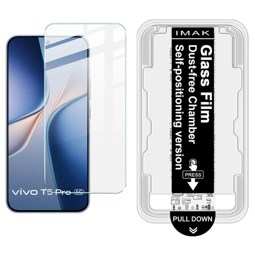 IMAK H Series For vivo T5 Pro 5G Tempered Glass Screen Protector Easy Installation Film with Auto Dust-Remove Tool - Transparent Kit (NOT Complete Covering) (Fingerprint Unlock) - 1