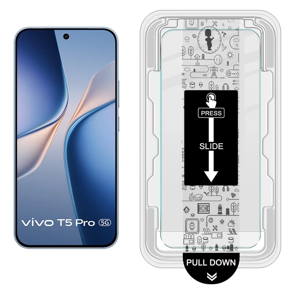 IMAK H Series For vivo T5 Pro 5G Tempered Glass Screen Protector Easy Installation Film with Auto Dust-Remove Tool - Transparent Kit (NOT Complete Covering) (Fingerprint Unlock) - 2
