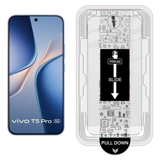 IMAK H Series For vivo T5 Pro 5G Tempered Glass Screen Protector Easy Installation Film with Auto Dust-Remove Tool - Transparent Kit (NOT Complete Covering) (Fingerprint Unlock) - 2