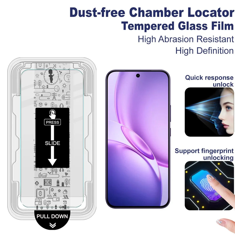 IMAK H Series For vivo Y600 Pro 5G Tempered Glass Screen Protector Easy Installation Film with Auto Dust-Remove Tool - Transparent Kit (NOT Complete Covering) (Fingerprint Unlock) - 3