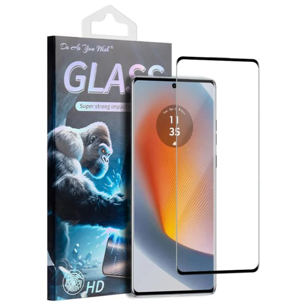 DO AS YOU WISH For Motorola Moto G77 5G  /  G67 5G Screen Protector Silk Printing Full Glue High Aluminum-silicon Glass Film - 1