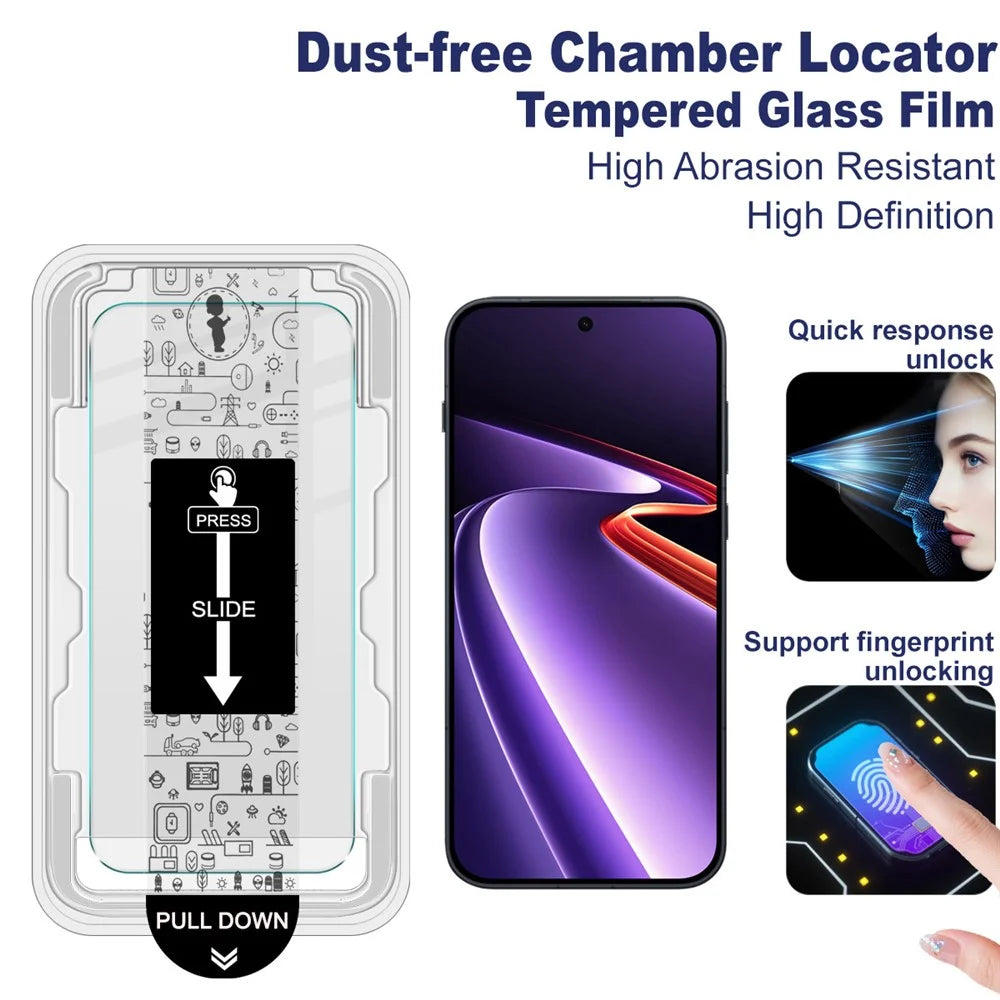 IMAK H Series For OnePlus Ace 6 Ultra 5G Tempered Glass Screen Protector Easy Installation Film with Auto Dust-Remove Tool - Transparent Kit (NOT Complete Covering) (Fingerprint Unlock) - 3