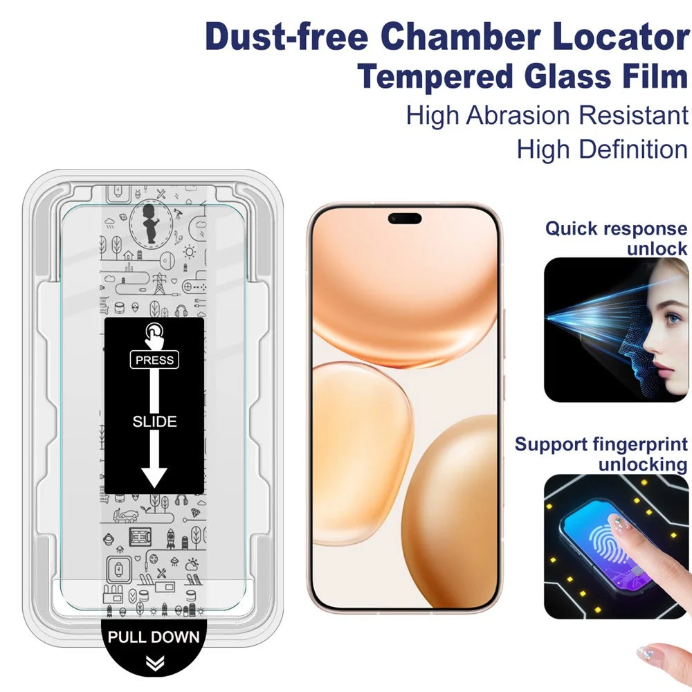 IMAK H Series For Honor Play11 Plus 5G Tempered Glass Screen Protector Easy Installation Film with Auto Dust-Remove Tool - Transparent Kit (NOT Complete Covering) (Fingerprint Unlock) - 3
