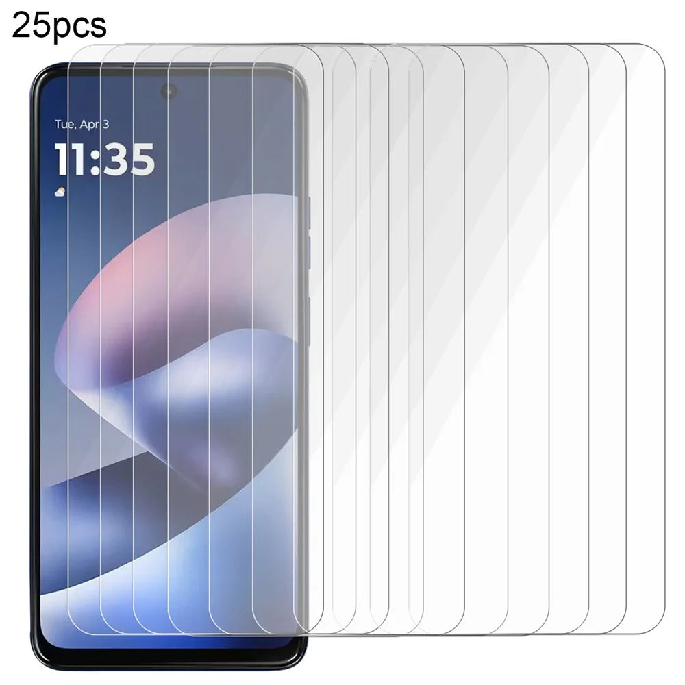 25Pcs For Motorola Moto G47 5G / G37 5G Screen Protector Full Glue Tempered Glass High Definition Film (NOT Complete Covering) (No Package, with Wipes Set, Dust-absorber, Guide Sticker) - Transparent - 1