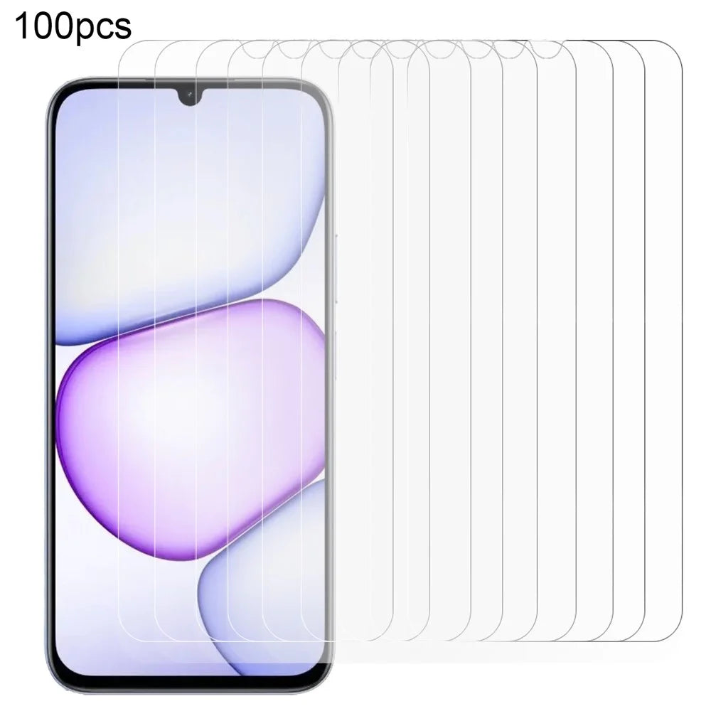 100Pcs For Realme C100 4G Screen Protector Full Glue Anti-Scratch Tempered Glass Film (NOT Complete Covering) (No Package, with Wipes Set, Dust-absorber, Guide Sticker) - Transparent - 1