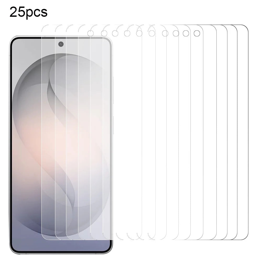 25Pcs For Samsung Galaxy S26 FE Screen Protector Full Glue Tempered Glass High Definition Film (NOT Complete Covering) (No Package, with Wipes Set, Dust-absorber, Guide Sticker) - Transparent - 1
