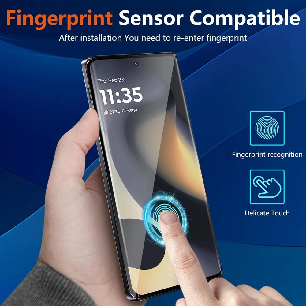 For Motorola Edge 50 Pro 5G Full Screen Protector Full Glue Curved Edges Anti-fingerprint Tempered Glass Film - Transparent - 3