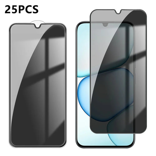 For Realme C100 5G 25Pcs Anti-spy Screen Protector Silk Printing High Aluminium-silicon Glass Full Cover Anti-fingerprint Privacy Film - Black - 1