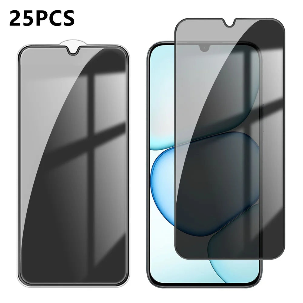 For Realme C100 5G 25Pcs Anti-spy Screen Protector Silk Printing High Aluminium-silicon Glass Full Cover Anti-fingerprint Privacy Film - Black - 1