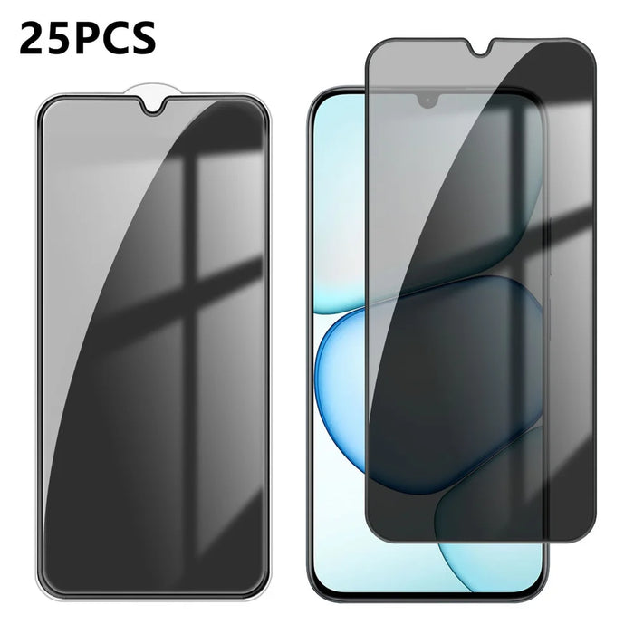 For Realme C100 5G 25Pcs Anti-spy Screen Protector Silk Printing High Aluminium-silicon Glass Full Cover Anti-fingerprint Privacy Film - Black - 1