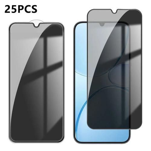 For Realme Narzo 100 Lite 5G 25Pcs Anti-spy Screen Protector Silk Printing High Aluminium-silicon Glass Full Cover Anti-fingerprint Privacy Film - Black - 1