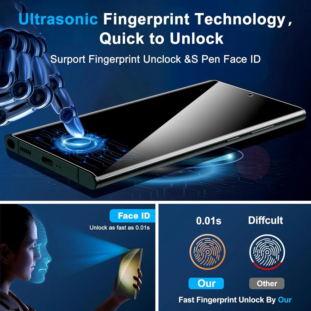For Samsung Galaxy S24 Full Screen Protector Full Glue Curved Edges Anti-fingerprint Tempered Glass Film - Transparent - 4