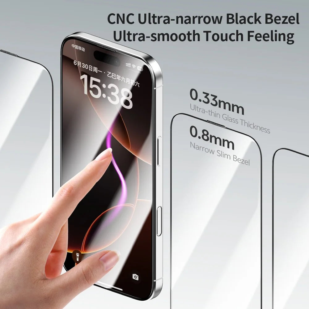 ZGA for iPhone 16 Screen Protector Anti-static High Aluminum-Silicon Glass HD Film - Transparent With Black Edge - 7
