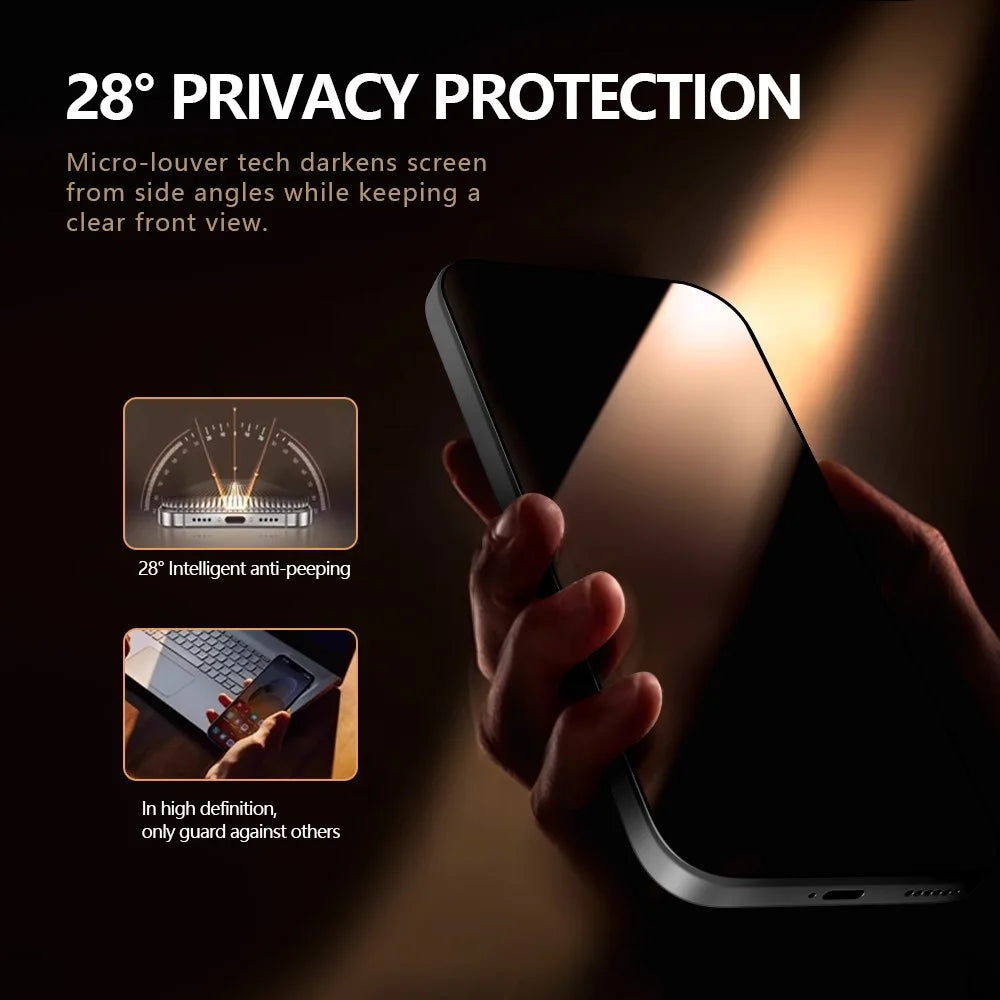 LEREACH Privacy Screen Protector For Honor 600 5G / 600 Pro 5G / 500 Pro 5G , 28° Anti-spy Full Cover Tempered Glass Film - Black - 4