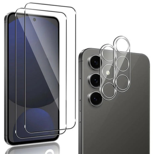 2Pcs For Samsung Galaxy S26 FE Screen Protector 2.5D Arc Edge High Clarity Tempered Glass Film with Camera Lens Film - 1