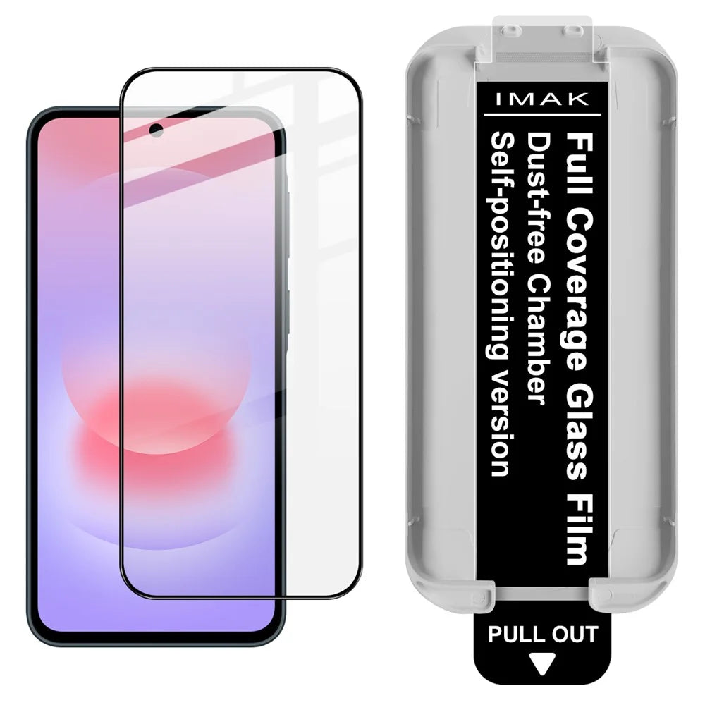 IMAK For Samsung Galaxy A37 5G Tempered Glass Full Screen Protector Full Glue Film with Dust-free Installation Tool - Black - 1