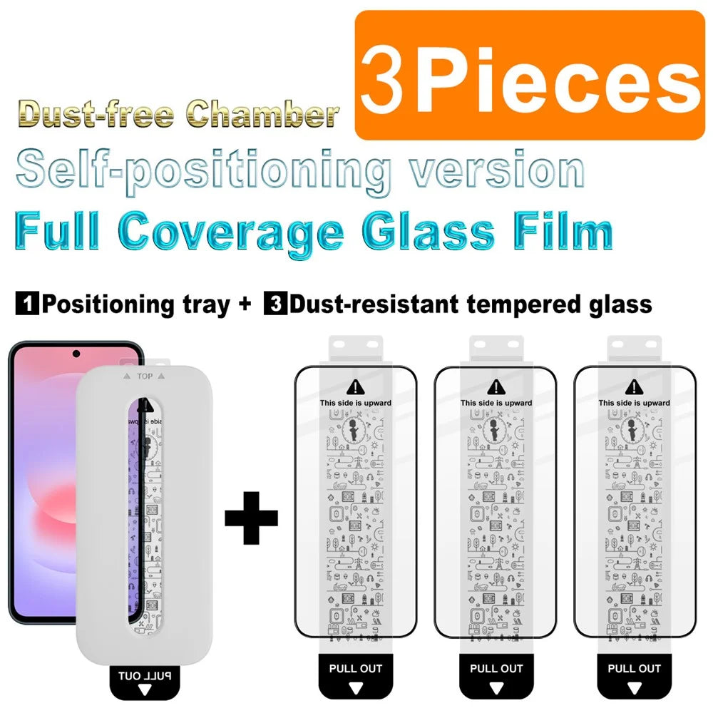 IMAK 3Pcs For Samsung Galaxy A37 5G Tempered Glass Full Screen Protector Full Glue Film with Dust-free Installation Tool - Black - 4