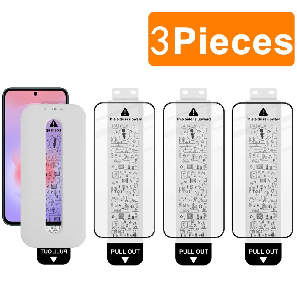 IMAK 3Pcs For Samsung Galaxy A37 5G Tempered Glass Full Screen Protector Full Glue Film with Dust-free Installation Tool - Black - 5